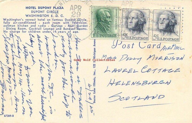 DC, Washington, District of Columbia, Capital Hilton, Postmark 1965