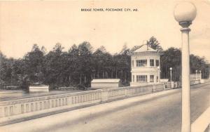 A72/ Pokomoke City Maryland Md Postcard c1940s Bridge Tower Boat River