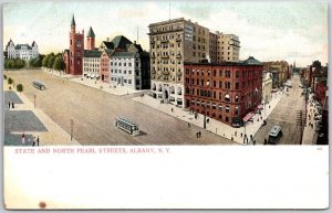 State and North Pearl Streets Albany New York NY Building Structures Postcard