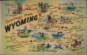 Wyoming Map Greeting Postcard