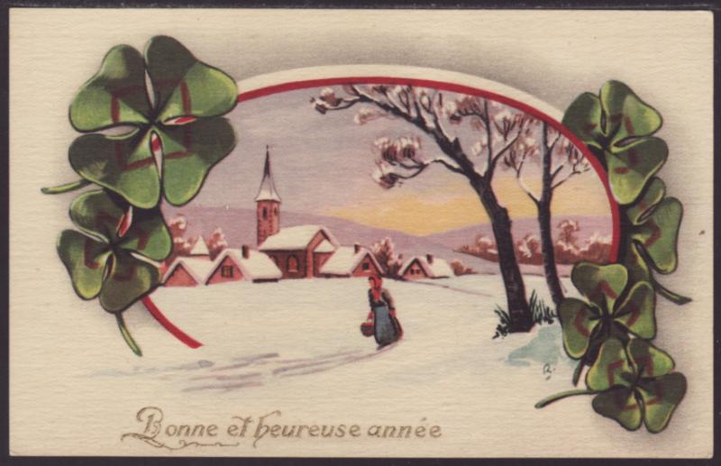 Happy New Near,Clover,Scene Postcard