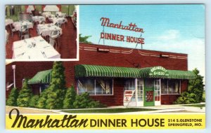 SPRINGFIELD, Missouri MO ~ Route 66 MANHATTAN DINNER HOUSE Roadside Postcard