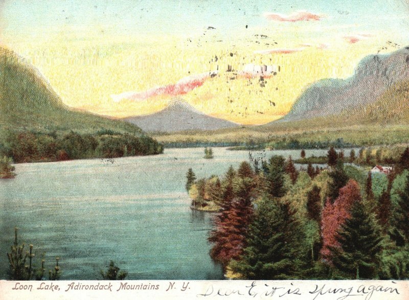 Vintage Postcard 1907 Loon Lake Picturesque View Adirondack Mountains New York