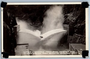 Water Discharge Arizona Nevada Canyon Wall Boulder Dam RPPC Photo Postcard