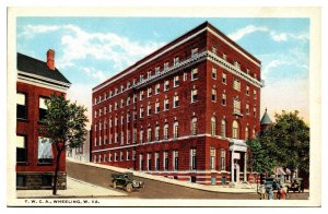 Antique YWCA Building, Street Scene, Old Cars, Wheeling, WV Postcard