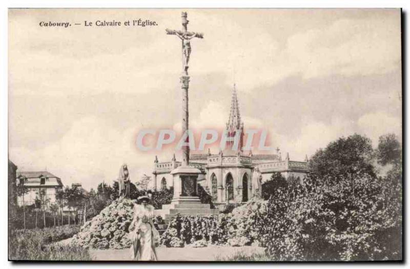 Cabourg Old Postcard Calvary and & # 39eglise