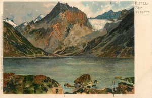 Switzerland Valais Riffelsee Litho Ottmar Zieher 1900s