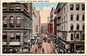 State Street looking East Detroit MI Postcard PC83