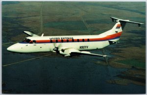 Airplane United Express/Mesa Airlines Beech 1900 Local Service Airline Postcard