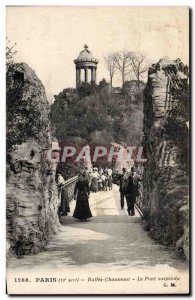 Old Postcard Paris Buttes Chaumont The suspension bridge