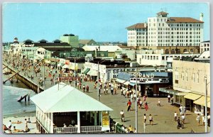 Vtg Ocean City New Jersey NJ Birdseye View Skyline & Boardwalk Postcard
