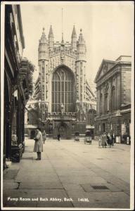 somerset BATH Pump Room Abbey 1939 RPPC Stamp