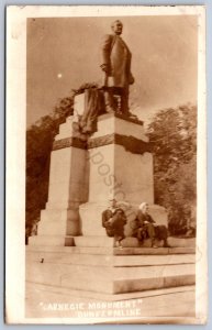K41/ Foreign RPPC Postcard c20 Dumfernline Scottland Carnegie Monument 224