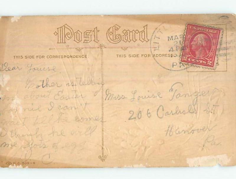 Edge Wear Divided-Back Easter CHICK IN A CRACKED EGG WITH FLOWERS o6334