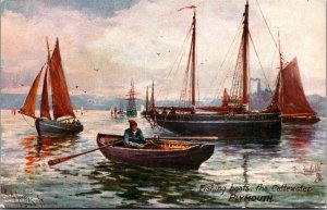 Fishing Boats, the Cattewater Plymouth Tucks 7840 Vintage Postcard A18