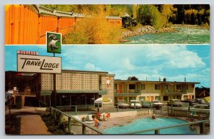 Durango Colorado~Durango TraveLodge~Roadside Motel~Railroad Train~1950s Cars~PC