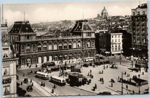 postcard RPPC Belgium Gare du Nord - Brussles-North railway station