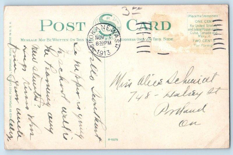 Spokane Washington WA Postcard North Central High School Exterior Building c1913