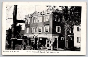 Sanford Maine Co-Op Block And Masonic Hall Mechanic Street Postcard B50