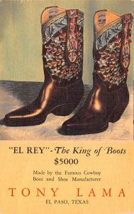 King of Boots, Tony Lama, El Paso, Texas, USA Unused light corner wear