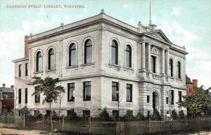 WINNIPEG, Manitoba Canada    CARNEGIE PUBLIC LIBRARY   ca1910's Postcard