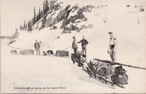 Edmonton Miner Going up Laird River Sled Dogs Northern Canada Postcard E79