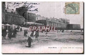 Old Postcard Saint Malo Beach Pres De L Eventail