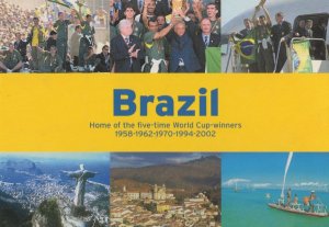 Brazil Visit The World Cup Winning Champions Football Plane Postcard