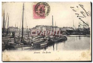 Old Postcard Antwerp Docks Boats