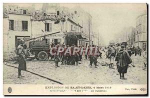 Old Postcard Fire Brigade Saint Denis March 1916 Explosion