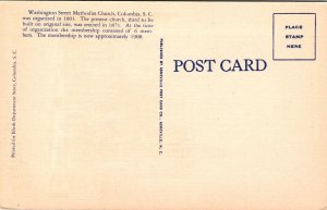 Washington St Methodist Church Columbia SC South Carolina Linen Postcard Sunset  