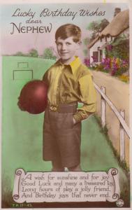 Happy Birthday Dear Nephew Basketball Football Old Real Photo Greetings Postcard