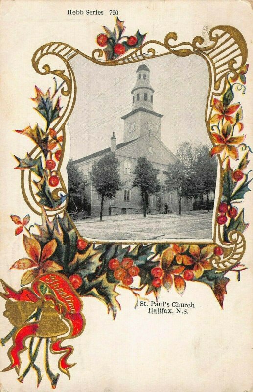 HALIFAX NOVA SCOTIA CA~ST PAUL'S CHURCH~HEBB FANCY BORDER SERIES~1906 POSTCARD