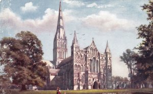 Vintage Postcard Salisbury Cathedral Parish Church Oilette Raphael Tuck & Sons