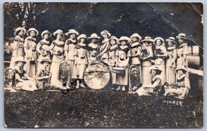 K49/ Williamston Michigan RPPC Postcard c1910 Girls Band Instruements 518