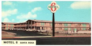 Motel 6 Santa Rosa California Old Cars Sign Roadside Hotel Postcard