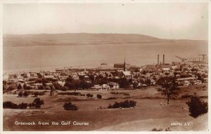 RPPC GREENOCK FROM GOLF COURSE SCOTLAND REAL PHOTO POSTCARD (c. 1930s)