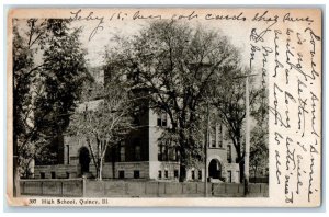 1907 High School Exterior Building Quincy Illinois IL Vintage Antique Postcard
