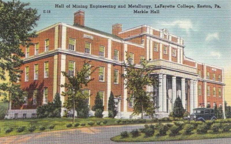 Postcard Hall Mining Engineering + Metallurgy LaFayette College Easton PA