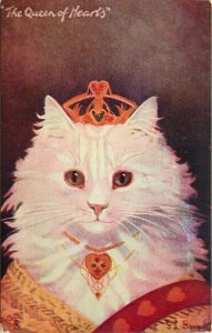 Postcard G.L. Barnes The Queen Of Hearts White Cat in Crown