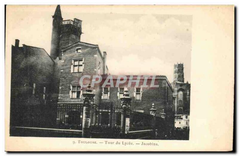 Postcard Old Toulouse Tower of high school Jacobins