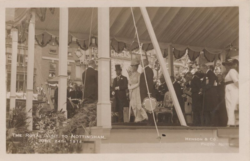 King George V Royal Visit To Nottingham Cafe WW1 1914 Postcard