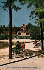 Pennsylvania Poconos Lake Harmony View Of Split Rock Lodge 1951