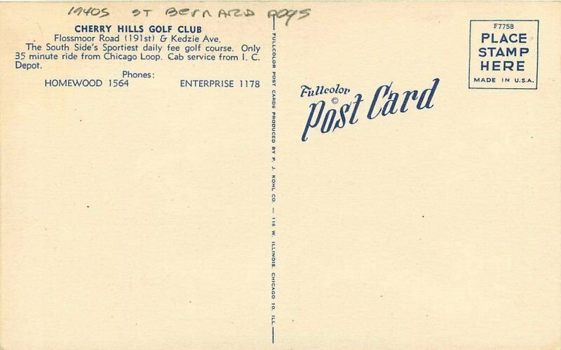 Flossmore Illinois Postcard Buster Bowser Cherry Hills Golf Course Kohl 21-5822