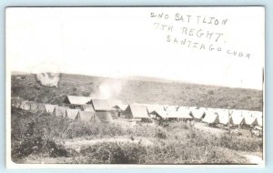 RPPC SANTIAGO, CUBA ~ Tents 2nd BATTALION 7th Regiment Military Postcard