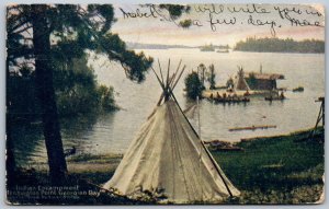 Postcard Georgian Bay Ontario c1906 Indian Encampment Kensington Point *as is*