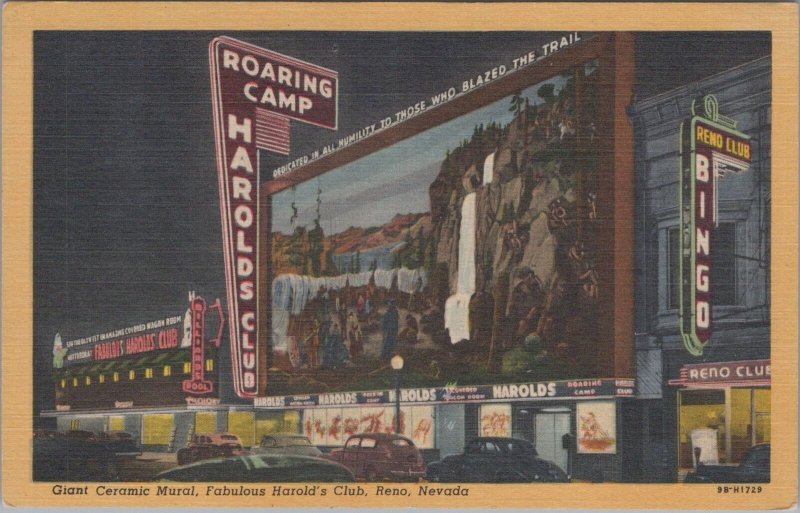 Postcard Giant Ceramic Mural Fabulous Harold's Club Reno Nevada NV