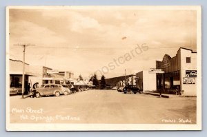 J89/ Hot Springs Montana RPPC Postcard c1950s Main Street Stores  318