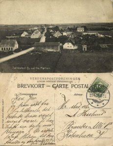 denmark, SØLLESTED, By set fra Møllen (1909) Postcard