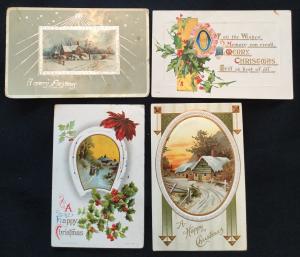 Postcard (4) Christmas PM-1910 1914 1910 1909 LB